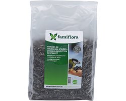 Famiflora Gestreepte Zonnebloempitten - 2,5kg - Klassiek Vogelvoer - Energierijk - Voeding voor tuinvogels - Wintervoer
