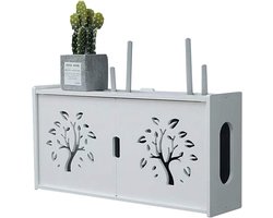 Opbergrek Router - Kabel Organizer - Thuis Kantoor - Goede Warmteafvoer - 48 x 24 x 12 cm - Wit