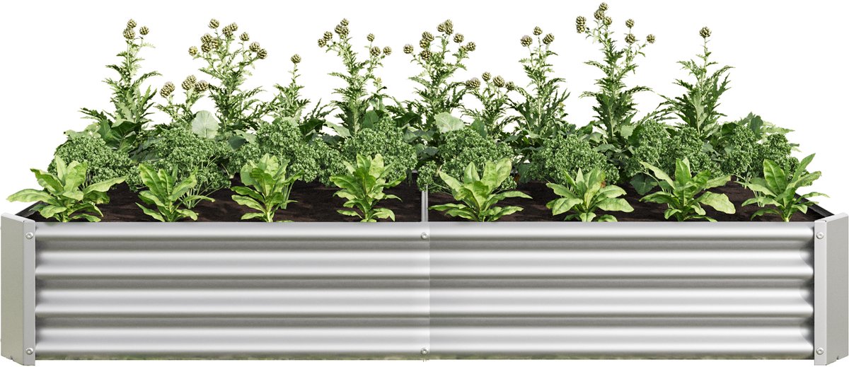 1-Pack Moestuinbak – Metalen verhoogde plantenbak 180 x 90 x 30 cm – verzinkt staal – zonder bodem – roestbestendig – moestuinbak voor groenten, kruiden en bloemen