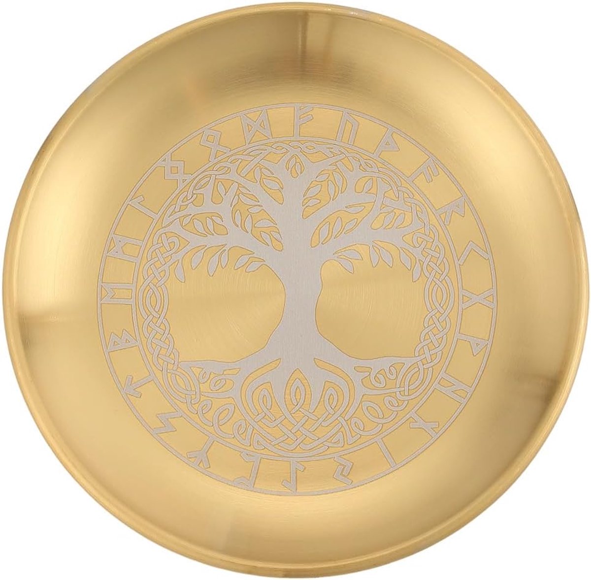 Rituele Schaal - Altaarschaal Gebedsschaal - Offerkaarsen Branden - Boom des Levens - 14x14x1.1cm - Goud