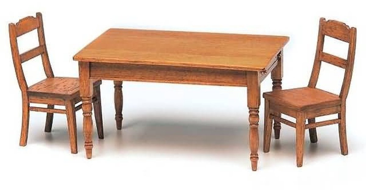 Mini Mundus 40068 Keukenstoelen 1/12 – Houten Miniatuur Stoelen – Poppenhuis Meubels Set
