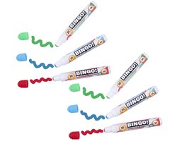 Engelhart Bingo stiften/markers/dabbers - 6x - blauw/geel/rood - 20 ml