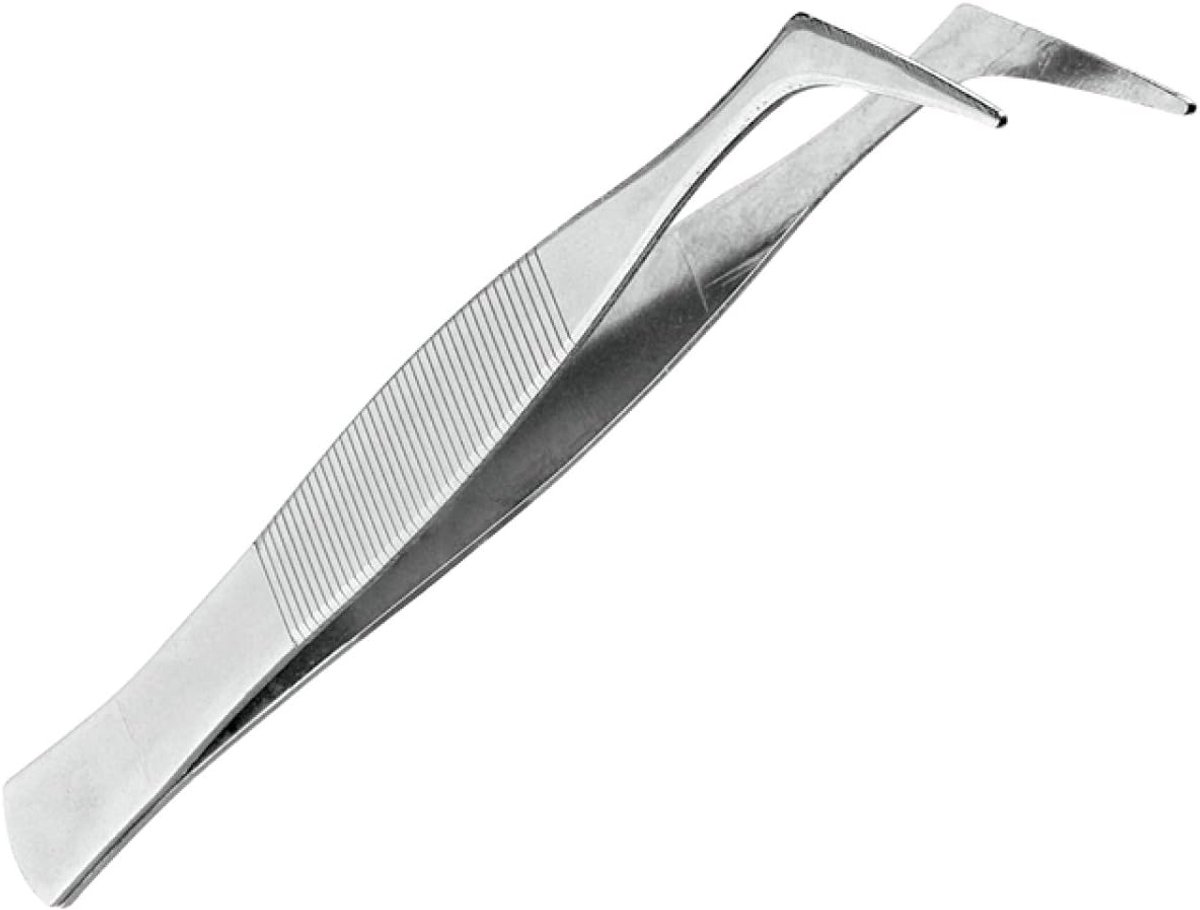 Gebogen Pincet - Precisie Tang - Haren Verwijderen - Ergonomisch Ontwerp - 12cm Lengte - Zilver