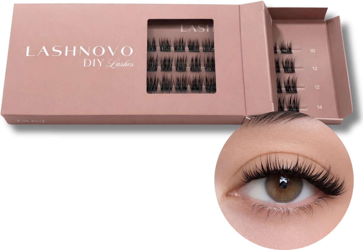 Lashnovo - Dune - DIY Cluster Lashes - 10 & 12 & 14 mm - Wimperextensions - Nepwimpers - Wimpers