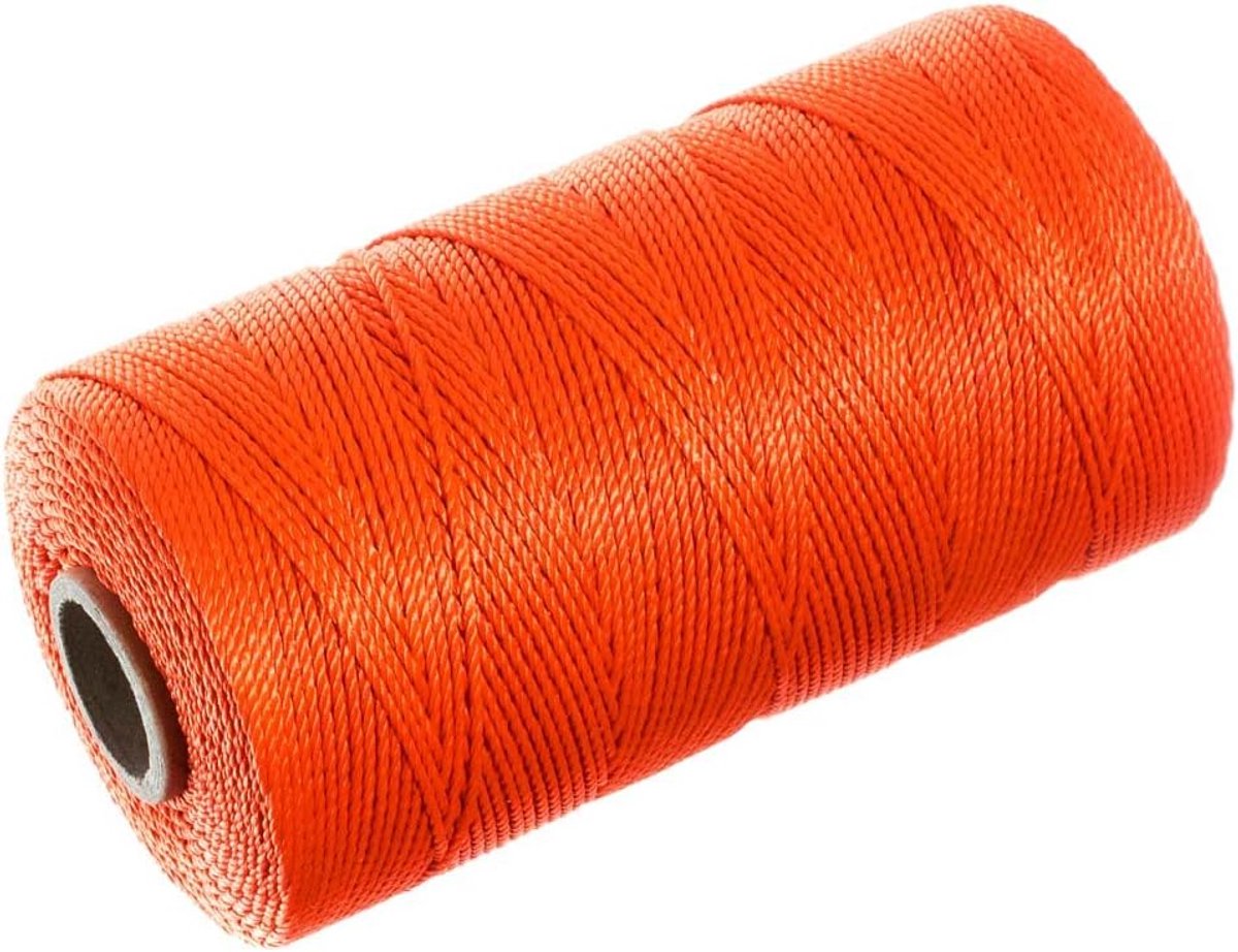 Gedraaide Nylon Lijn - Metselaars Touw - Doe-het-zelf Projecten - Bestand tegen Vocht Olie - 275 Voet Lengte - Fluorescerend Oranje