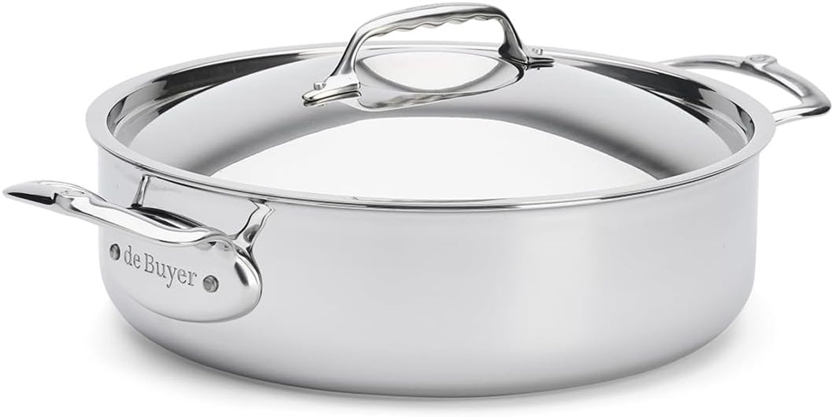 Bratpan met Deksel - Koekenpan - Koken en Bakken - Roestvrij Staal - Ø 28 cm - Zilver