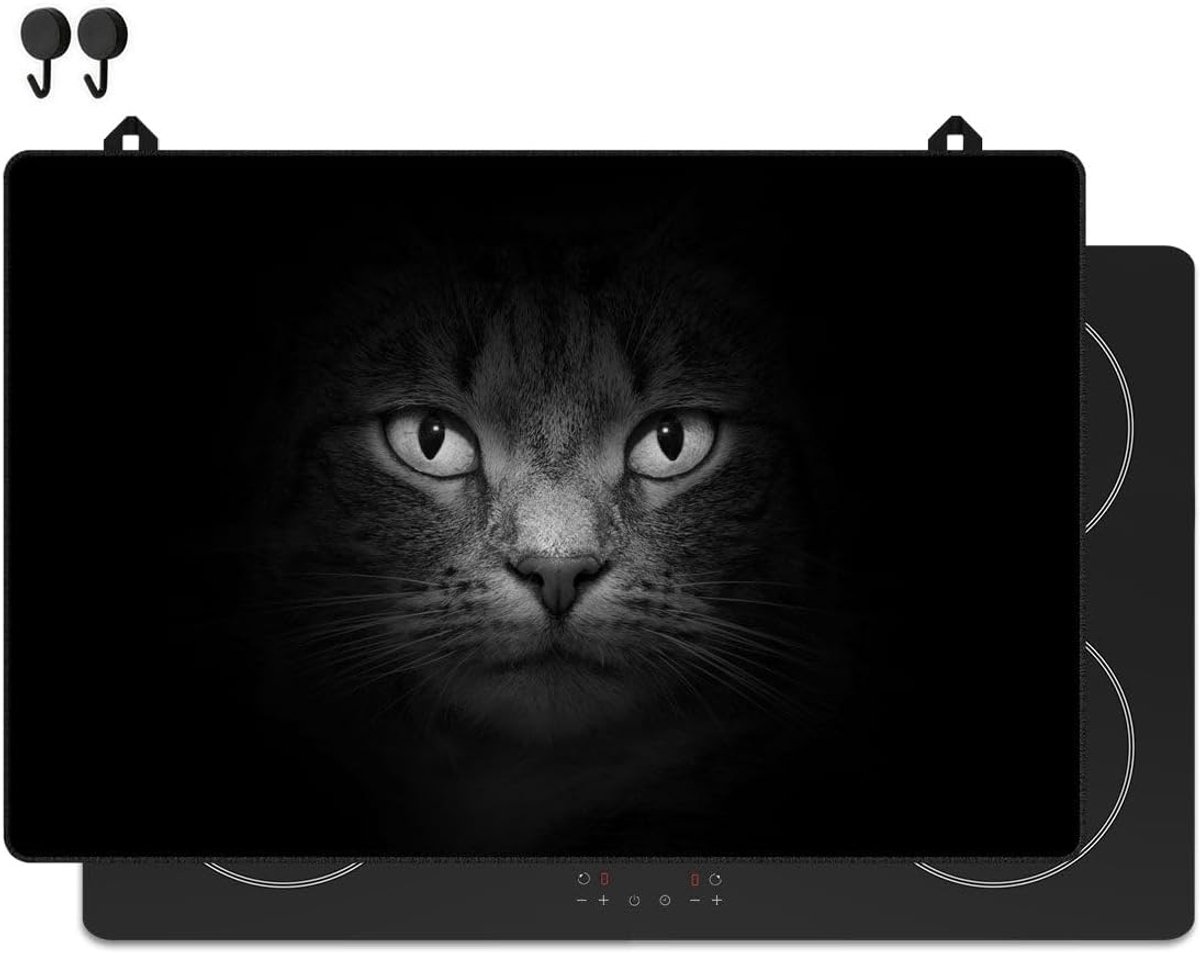 Inductie Beschermer - Kookplaat Mat - Keuken Werkruimte - Krasbestendig Vlekwerend - 80x52cm - Zwart Wit Kat