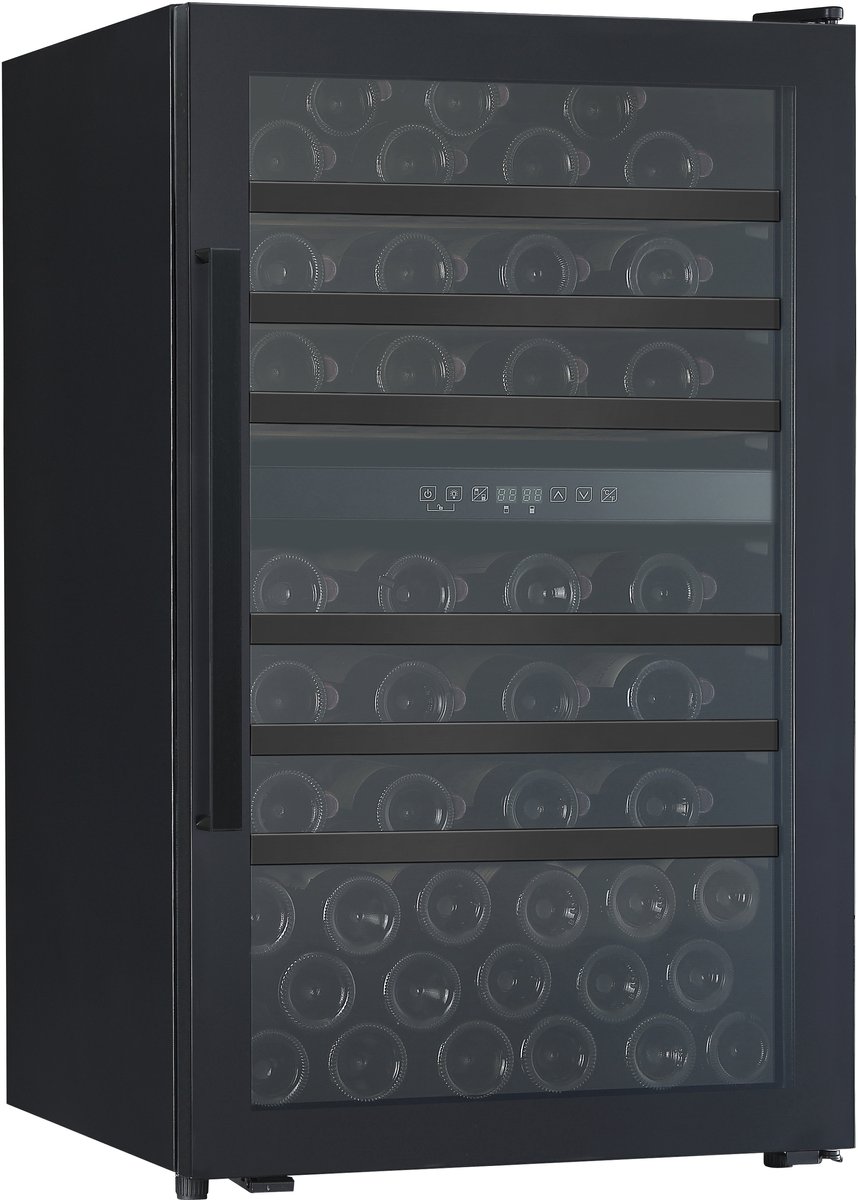 Nestor M NWT265FN1 Wijnklimaatkast 65 Flessen – Wijnkoelkast 2 Zones – Vrijstaand – Wijnkast LED Verlichting – Houten Leggers – Zwarte Wijnkoeler – NWT265FN1