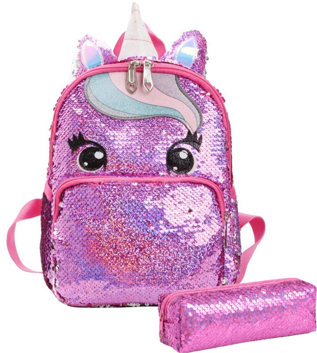 Unicorn Rugzak Meisjes - Rugtas Meisje - Unicorn - Roze - Glitter - Boekentas Schooltas - Pailletten Paillet - Rugtassen - Peuter & Kleuter - Rugzakken
