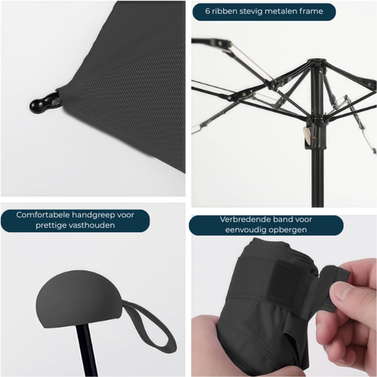 Mini Paraplu Opvouwbaar Donkerrood – Compacte Zakparaplu met UPF 50+ – Lichtgewicht Reisparaplu 6 Ribben – Voor Zon en Regen Inclusief Hoes — cadeau in Sport & Outdoor - foto 4