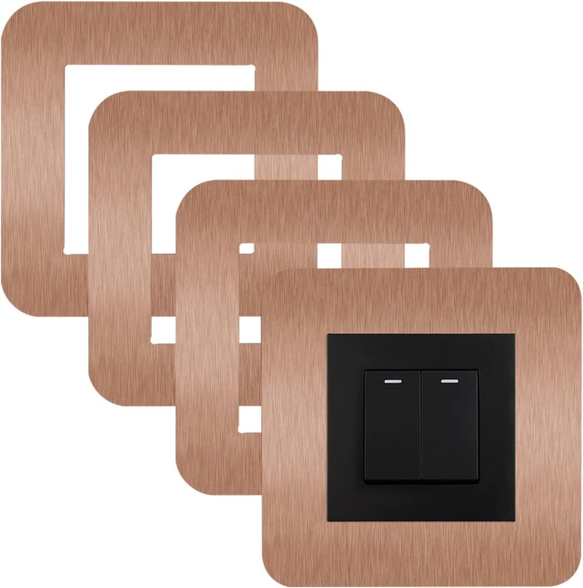 4x Decoratieve Afdekplaten voor Lichtschakelaar - Enkelvoudig - Platina Acryl Wanddecoratie