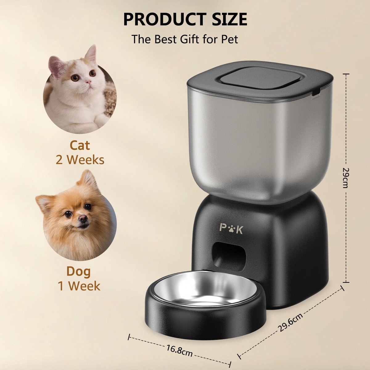 PUPPY KITTY Automatische Voerbak 3L Wit met App-integratie - afbeelding 3