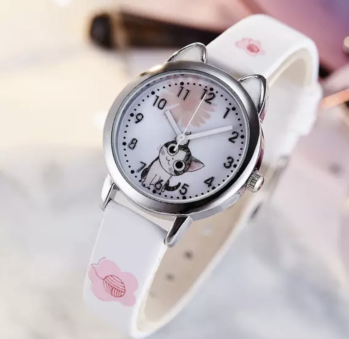 12Getit Poezen oortjes kinderhorloge wit