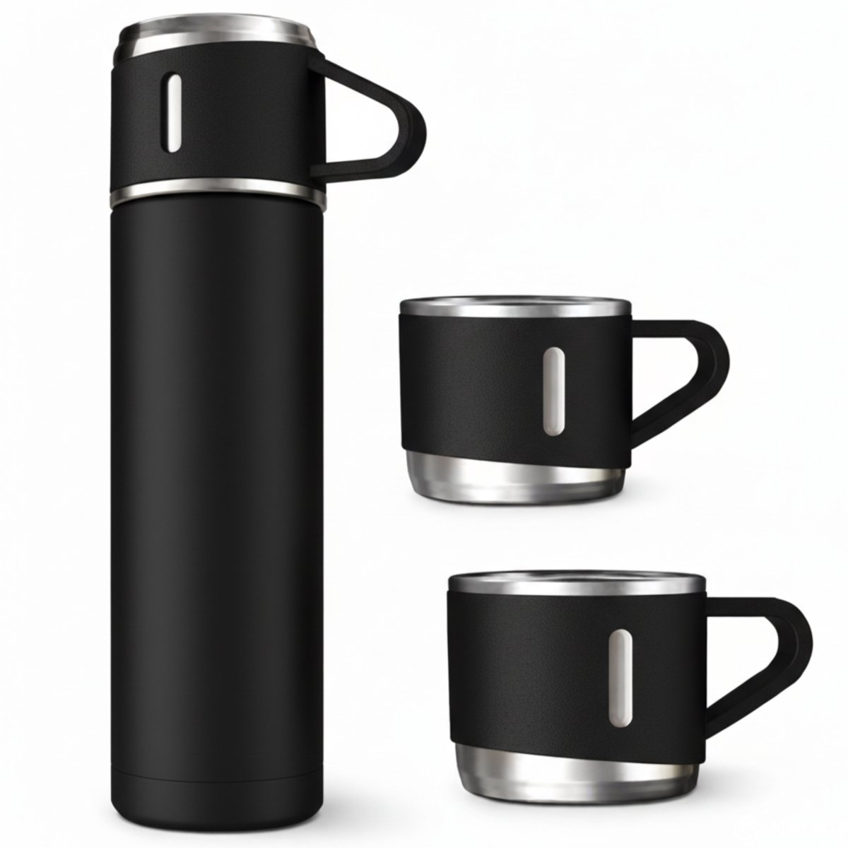 RVS Thermosfles met 2 Bekers – 500ml – Dubbelwandig & Lekvrij