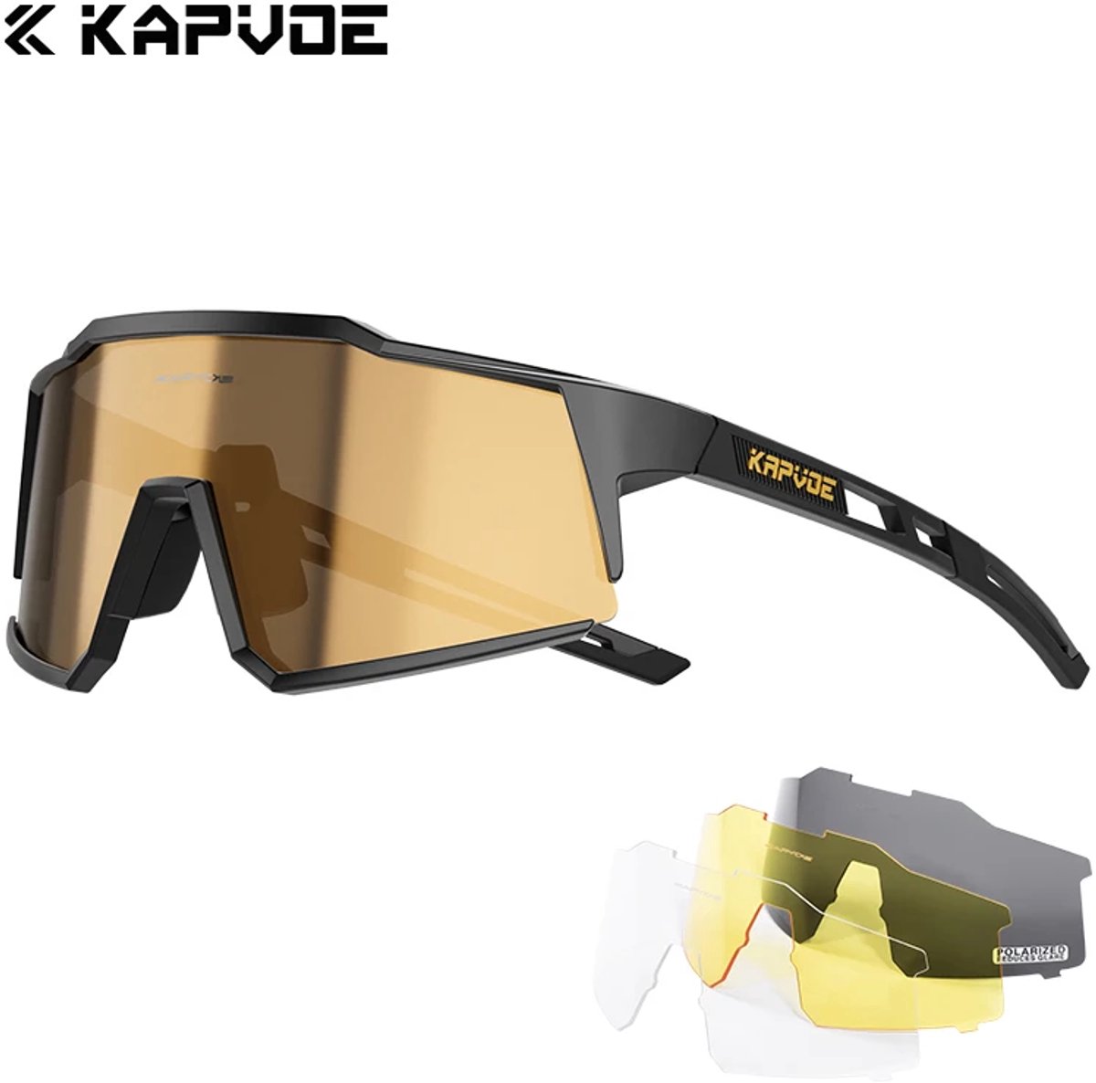 Kapvoe - Fietsbril - Sportbril - Gepolariseerd - UV400 - Inclusief 4 Verwisselbare Lenzen - Inclusief Brillenkoker