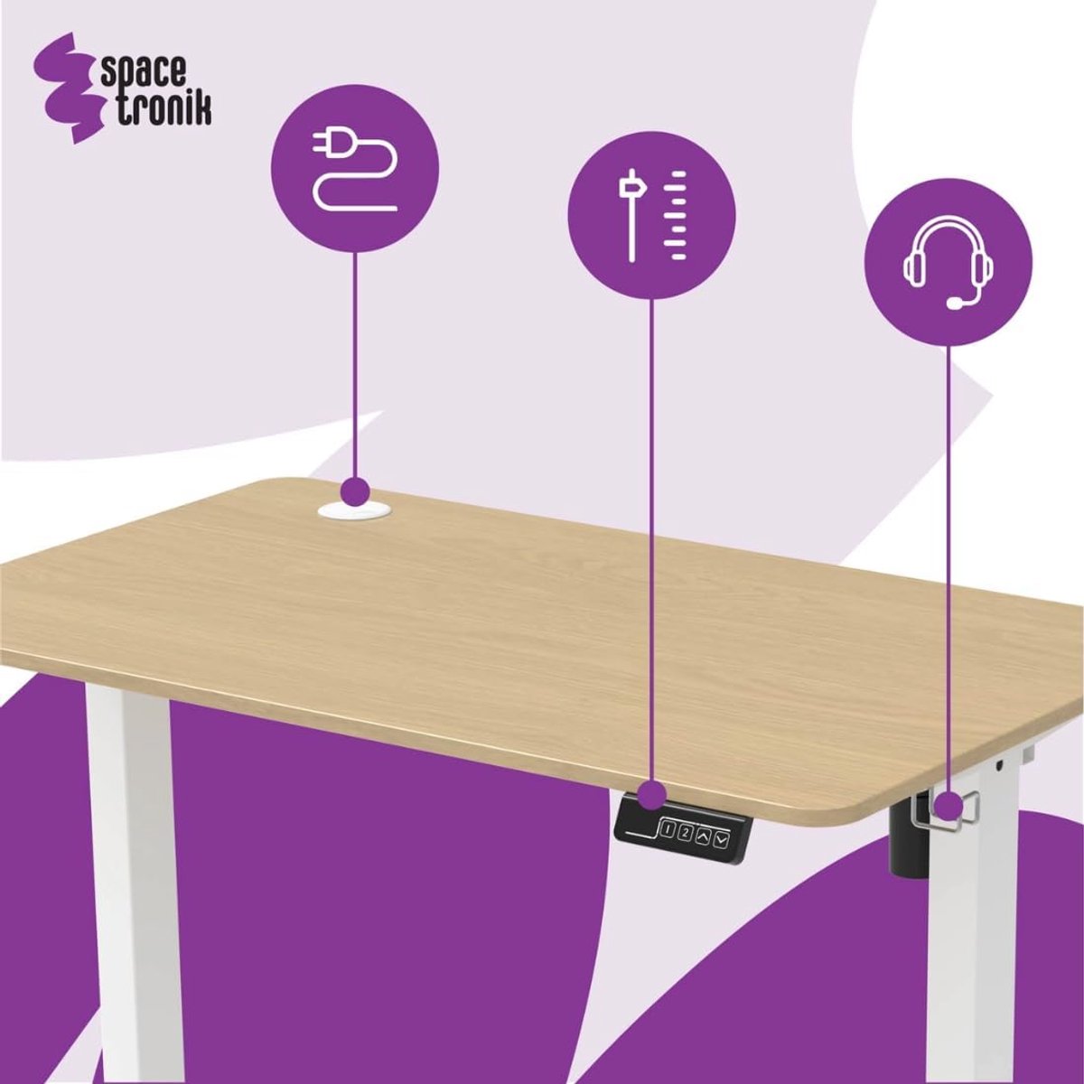 Electric Desk 80x60 cm – Height Adjustable Standing Desk with Memory Function & Anti-Collision System, Ergonomic Sit-Stand Workstation, Quiet Motor, Modern Black – Abkantoor