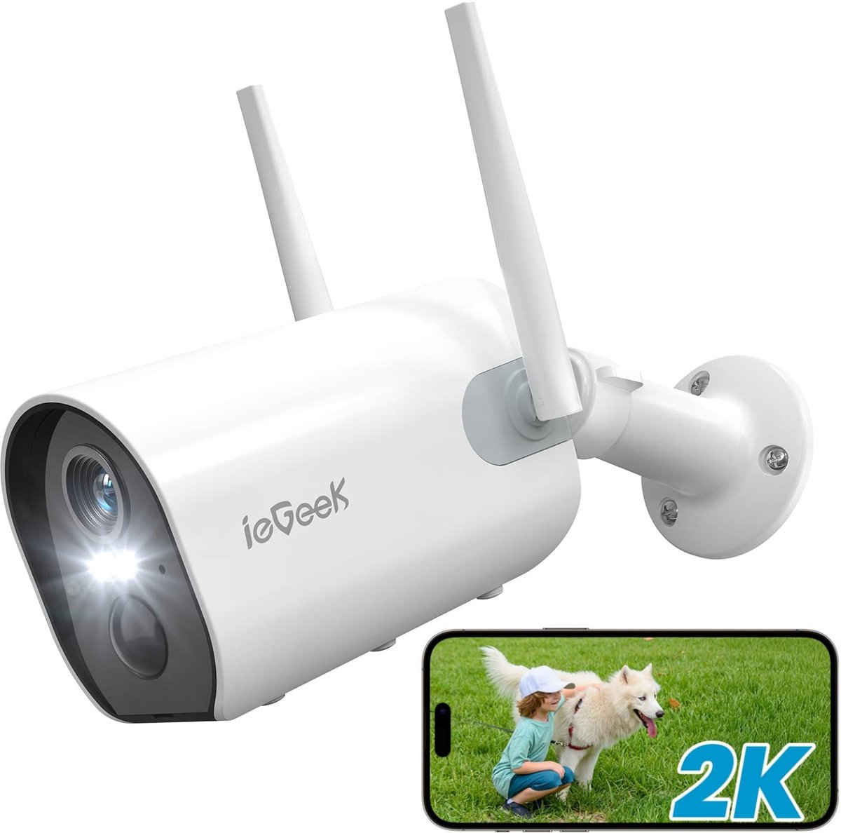 ieGeek Beveiligingscamera Buiten – 2K HD 3MP - Buiten Camera Met Nachtzicht – Buitencamera - Bewakingscamera voor Buiten- Met WiFi en APP