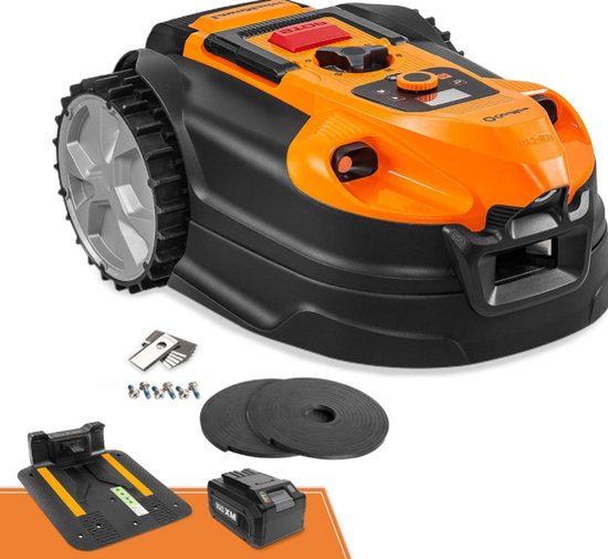 Robotmaaier zonder begrenzingskabel voor tuinen tot 500 m², automatisch opladen, no-go zones, GPS-navigatie