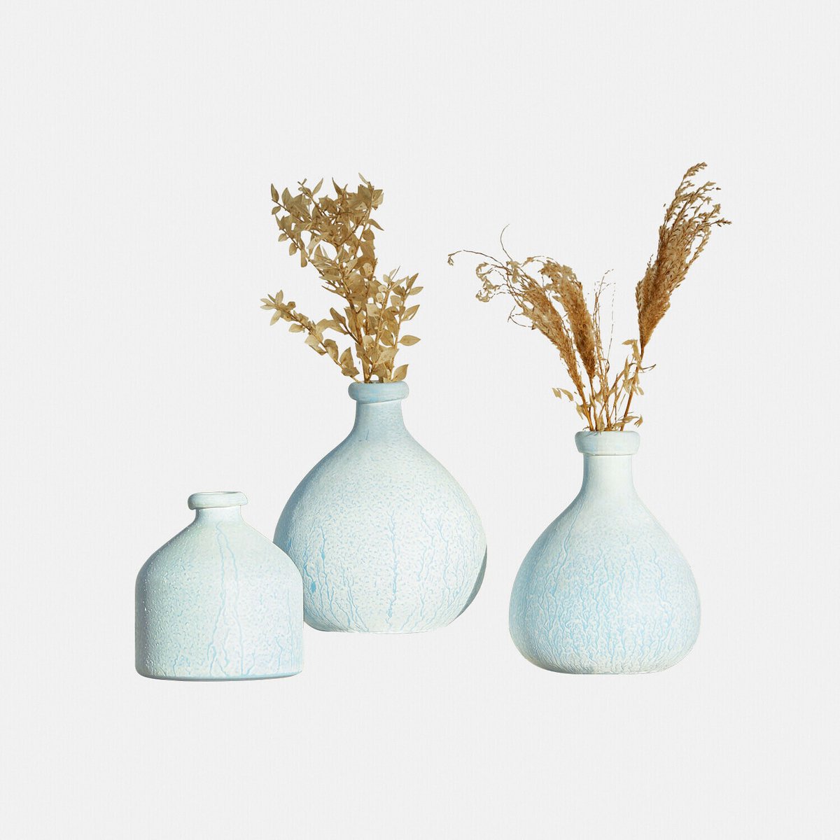 Loberon Vaas set van 3 Donara crème/blauw