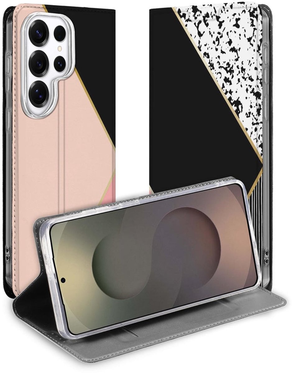 Samsung Galaxy S26 Ultra Book Case Black Pink Shapes