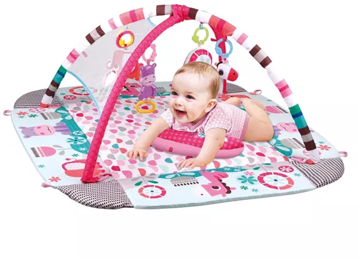 Multifunctioneel Speelkleed Baby + Buikligtrainer - Babygym met AANPASBARE WANDEN - Speelmat met Boog - Incl. 20 Ballen + 5 Speeltjes - Vanaf 0m+ — afbeelding 13