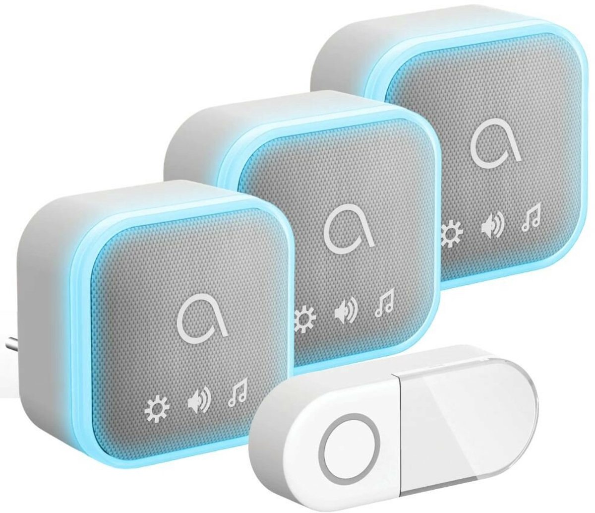Avidsen 102512-3 Sona-T Plug-In draadloze deurbel met 3 ontvangers voor stopcontact