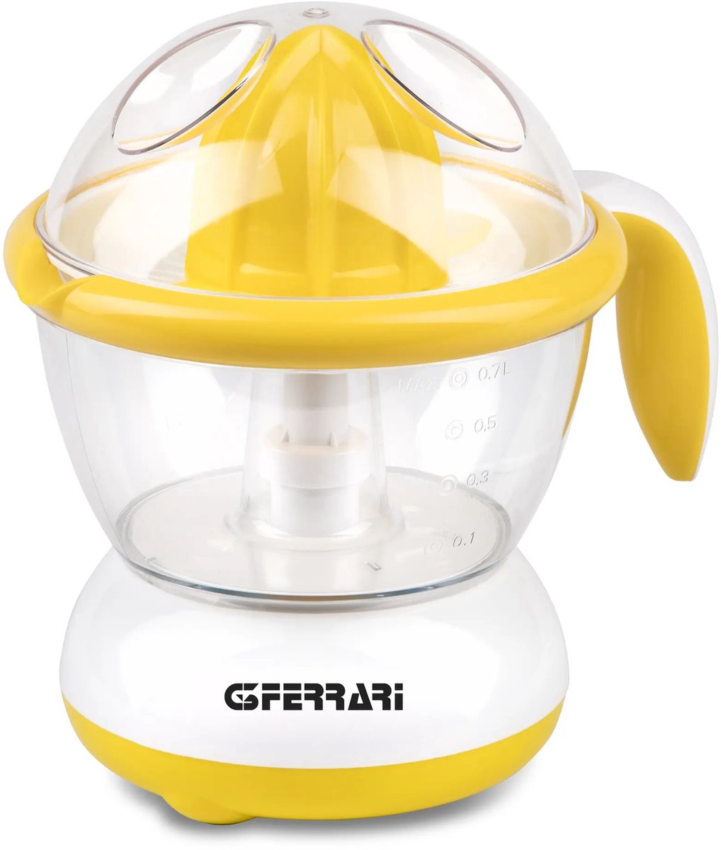 G3 Ferrari Clementino – Citruspers 25W – 700 ml Kan – 2 Cones Groot & Klein – Automatische Rotatie met Dubbele Draairichting – Met Deksel