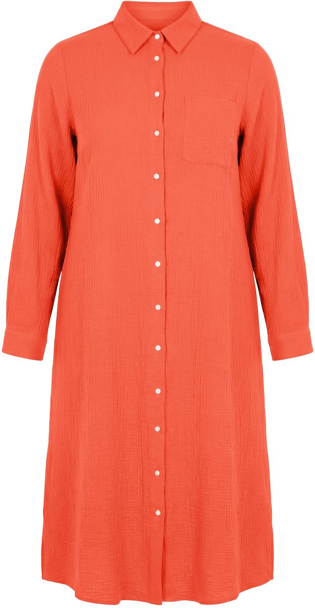 Studio Untold - Dames - Mousseline-longblouse overhemdkraag lange mouw - Saffraan - Maat 58+