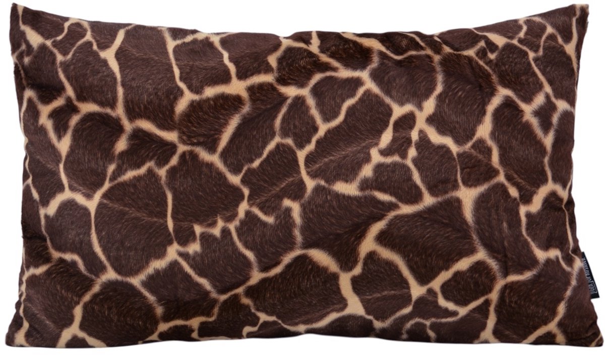 Gek op Kussens! Furry Giraffe Kussenhoes | 30 x 50 cm | Polyester donkerbruin 30x50