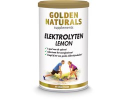 Golden Naturals Elektrolyten Lemon – Elektrolytenpoeder – Met magnesium, kalium & natrium – Voor vochtbalans & energieniveau – 300 gram