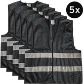 Mexxo Veiligheidshesje zwart - set van 5 - one size - reflecterend - 100% polyester