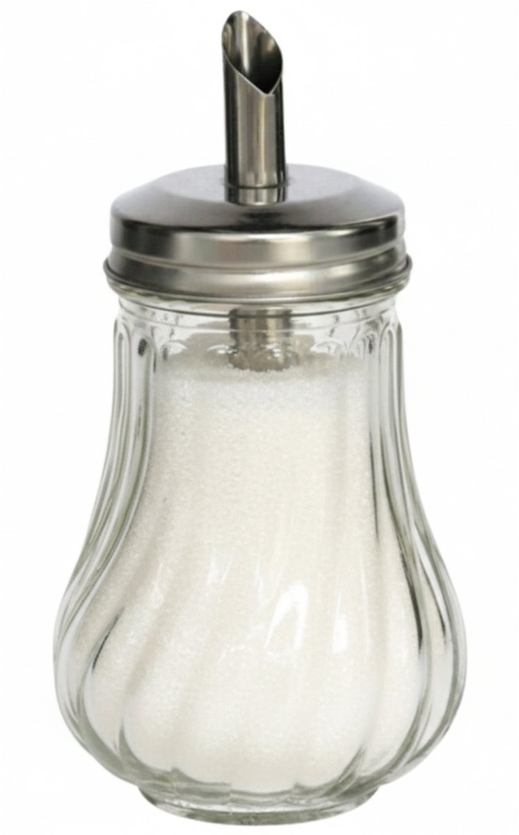 Gerimport Suikerpot / strooier - glas met RVS tuit - 210 ml - dispenser