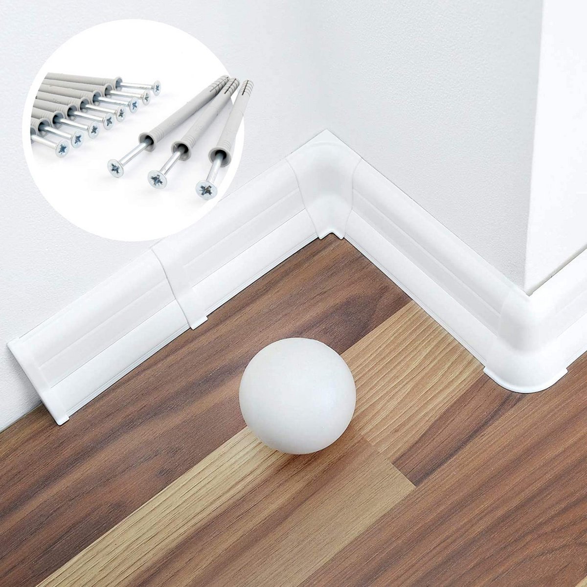 PVC Plinten in Laminaatlook Wit 62mm Breed 8 Lengte