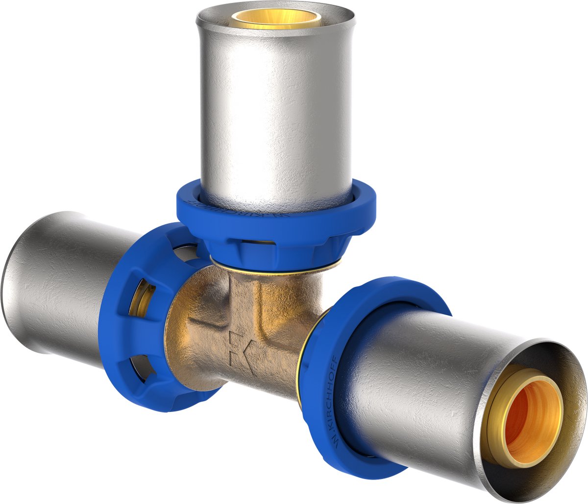 KIRCHHOFF MS T-stuk, blanco, 16 mm, persfitting voor meerlagen buis
