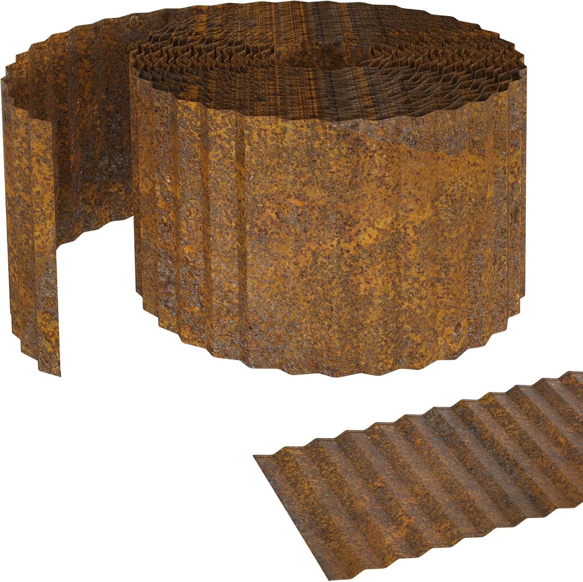 5 m Metalen Gazonrand Rol - Flexibele Beeteindrand - 15 cm hoog - Tuindecoratie - Palissade - Slakkenhek - Maaikant - Voor Tuin en Kwekerij - Roestig - NAIZY