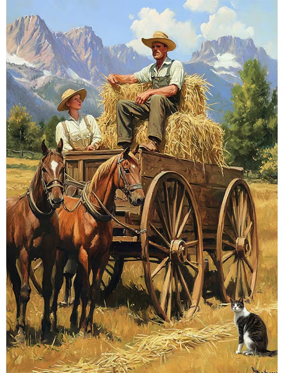 diamond painting stro ophalen met paard en wagen zo als vroeger ging 30 x 40 cm