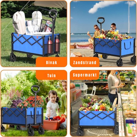 MIRA® Bolderkap Opvouwbaar Luchtbanden - Bolderkar - Bolderkar Opvouwbaar - Blauw - 45cm x 42cm x 95cm — afbeelding 3