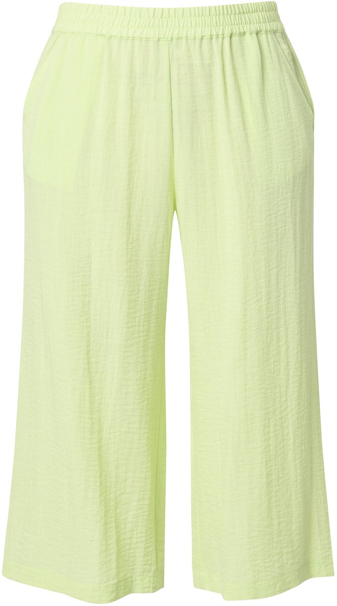 Ulla Popken - Dames - Culotte kuitlang wijde pijpen elastische tailleband - Limoengroen - Maat 56