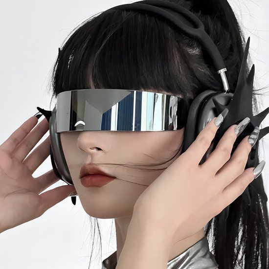 Zonnebril - Fiets - Zonnebrillen - Festival bril - Rave bril - Glasses - Sport - Festival bril - Rave - Geschikt voor heren en dames - zilver van Merkloos — afbeelding 2
