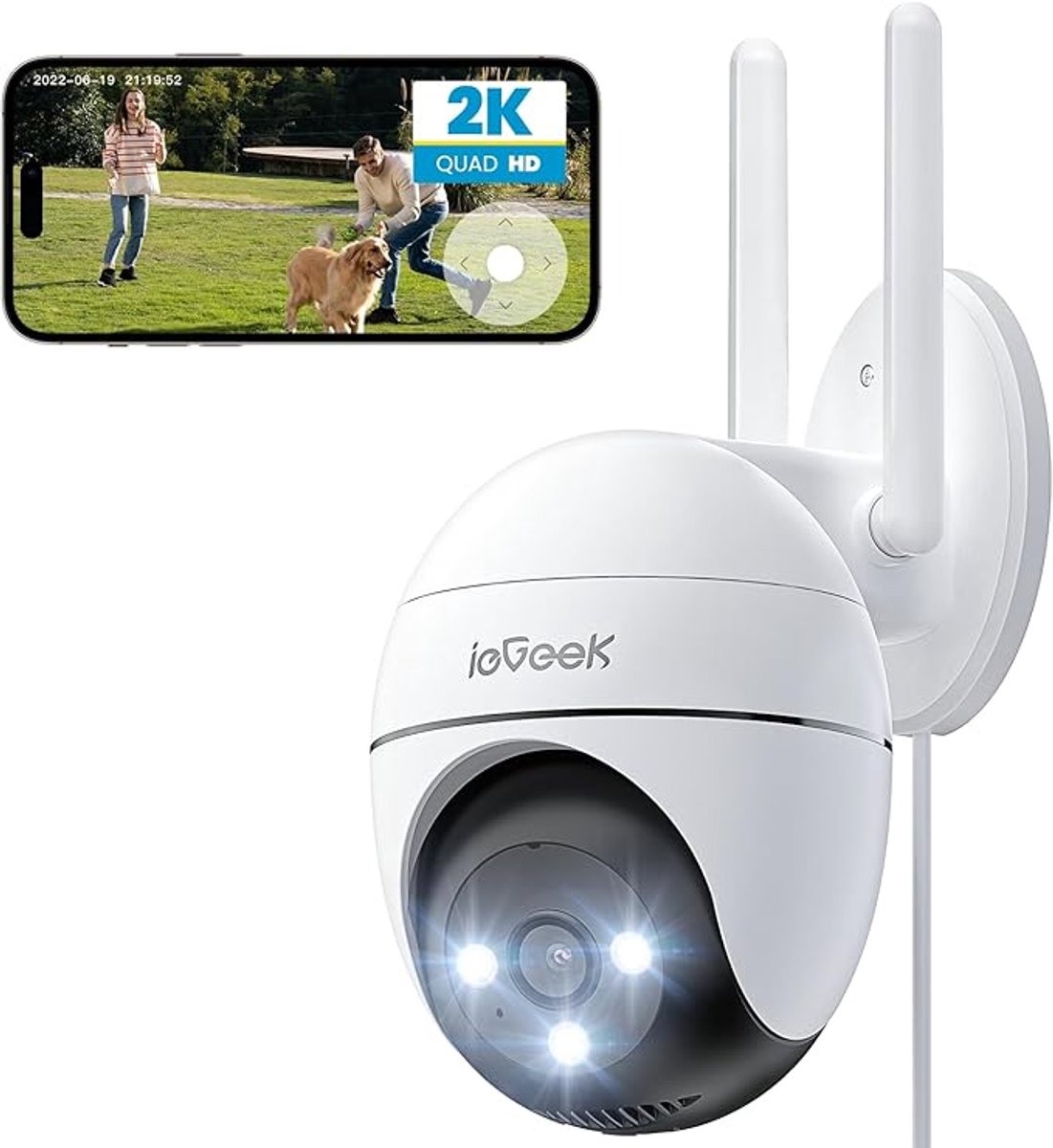 ieGeek Beveiligingscamera Buiten – 2K HD - Buiten Camera Met Nachtzicht – Buitencamera - Bewakingscamera voor Buiten - Met WiFi en APP