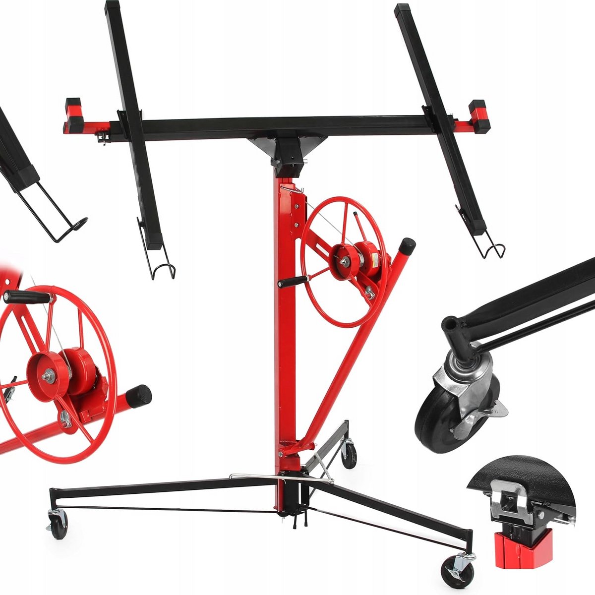 Plaatlift Gipsplaten - Gipsplaatlift Trolley - Plafonds Monteren - Telescopisch Verstelbaar - 335 cm Werkhoogte - Zwart