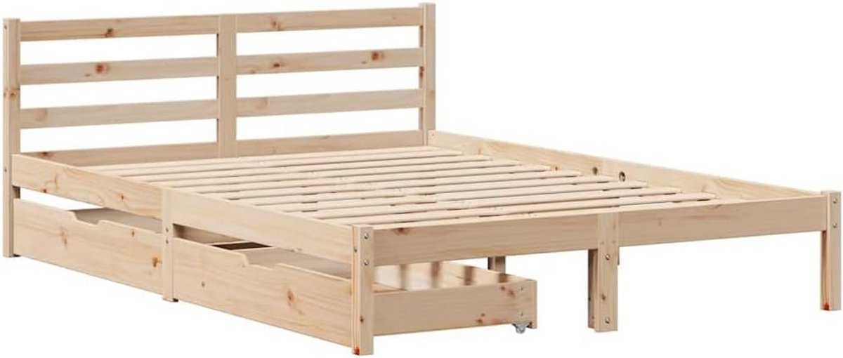 Massief Grenen Bedframe met Lades 140x200 cm - Inclusief Bedbodem