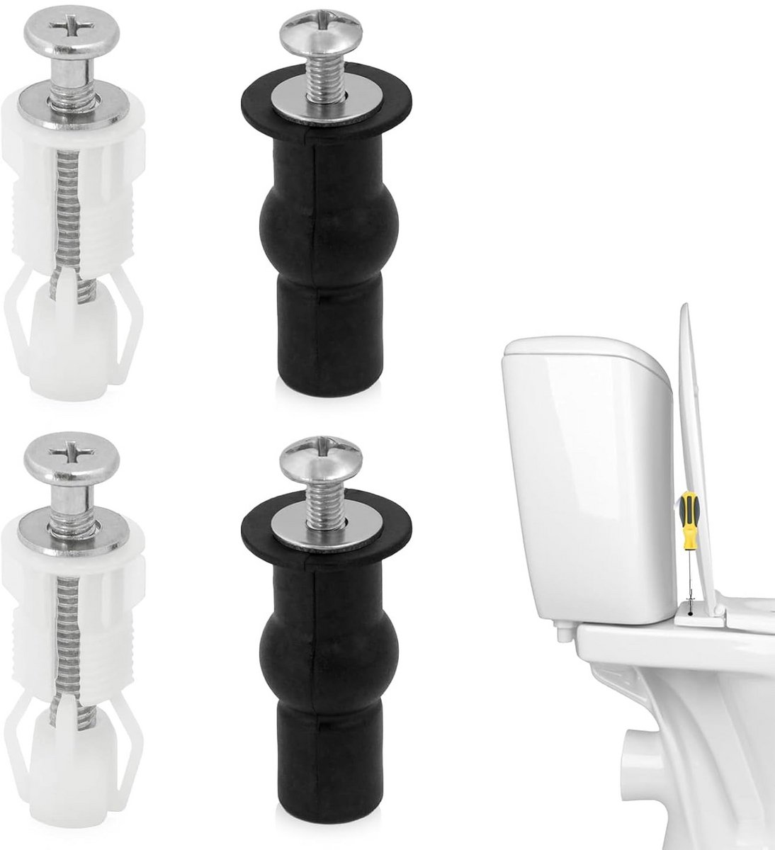 4-delige Universele Toiletbrilbevestiging Bovenmontering - Sterke Nylon Scharnieraccessoires