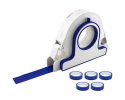 6-delige Tape dispenser - Plakband-afroller - Afplaktape applicator - Masking master - 5 stuks 25mm tapes - Draagbare dispenser - Kozijnen - Deurposten - Geschikt voor diverse oppervlakken zoals verf - Sierlijsten en deurkozijnen - Blauw