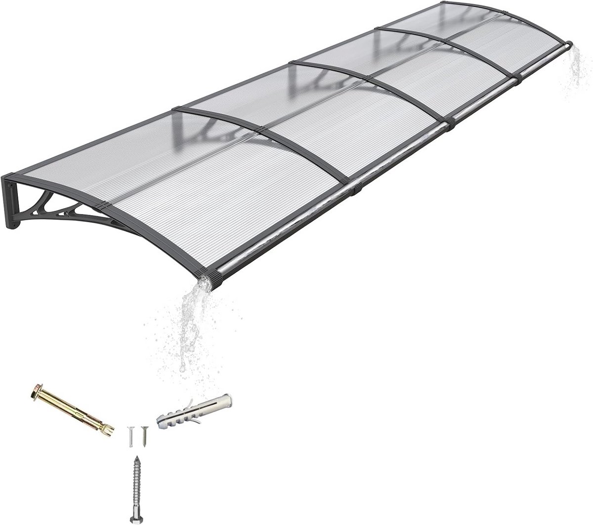 Sterke Polycarbonaat Luifel voor Deur, Raam en Veranda - Met Ingebouwde Regengoot
