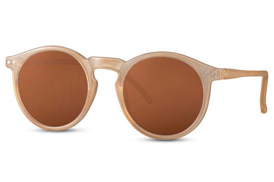 6167 Solo-Solis Ronde Zonnebril | Bruine Lens | Beige Montuur | Carnavalsbril | Zonnebril Dames & Heren |Festival & Rave Bril | Retro & Trendy | Fashion Eyewear | Party & Outdoor Bril | UV400 | Inclusief Brillen Sleeve & Brillendoek — afbeelding 3
