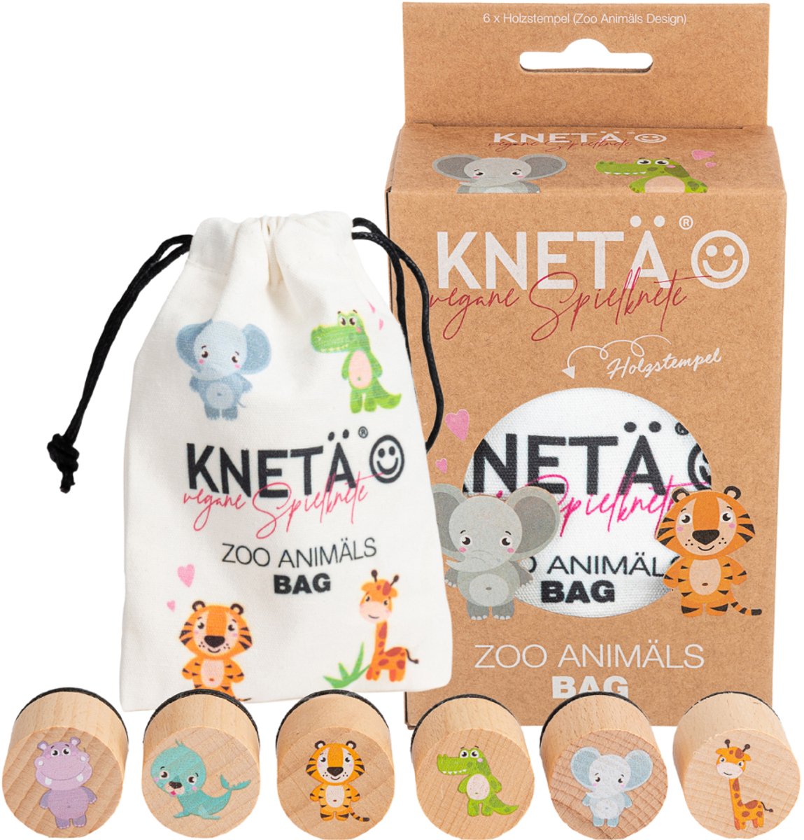 KNETA Stempelset - Zoodieren - 6 Stempels - In Geschenkdoos - 1 Jaar