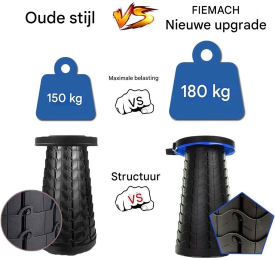 GELLDG Draagbare telescopische kruk - opvouwbaar - geschikt voor kamperen, tuinieren, vissen, wandelen, barbecueën - Verstelbare opklapbare kruk - maximaal draagvermogen 180 kg — afbeelding 4