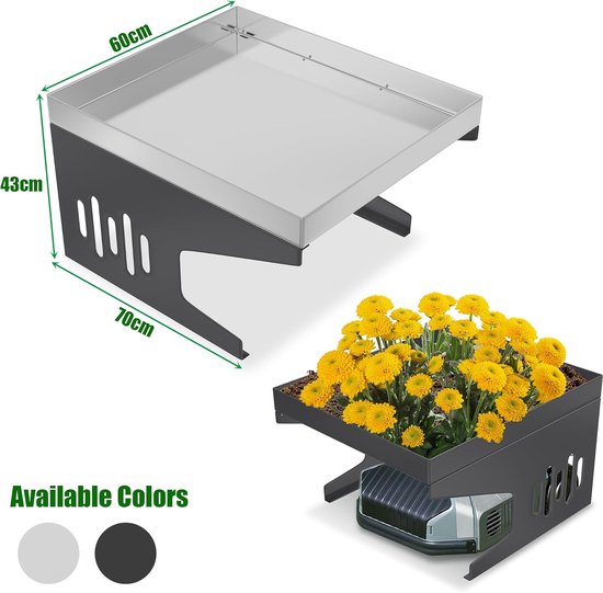 Robotmaaier Garage Dak - 70 x 60 x 43 cm - Metalen Overkapping - Regenhoes & Zonbescherming - Met Plantenbak - Weerbestendig - Voor de Meeste Robotmaaiers - Antraciet - NAIZY van Merkloos	 — afbeelding 2