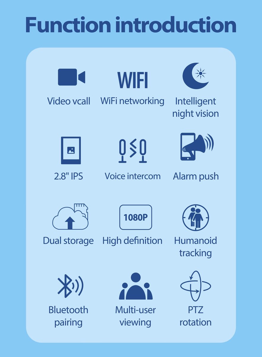 Monitor - HD WiFi IP Camera - Beveiligingscamera met Video Bellen en App-bediening - 2MP Resolutie - IP65 Waterdicht - Geschikt voor Binnen en Buiten – foto 4